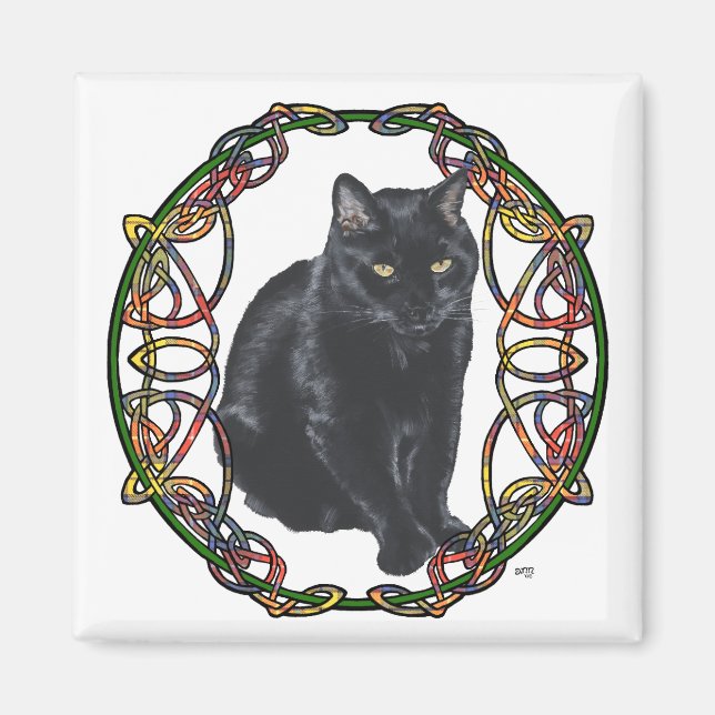 Black Cat Celtic Knotwork Magnet (Front)