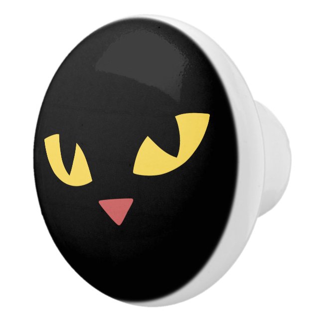 Black cat ceramic knob (Right)