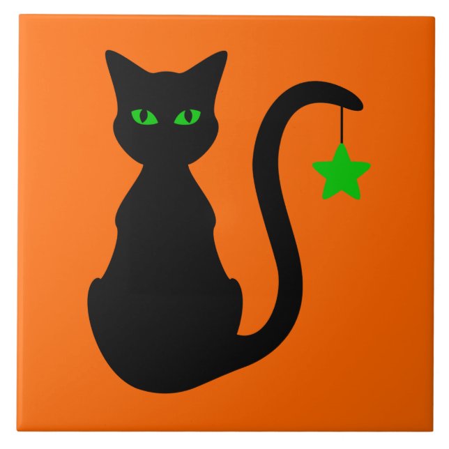Black Cat Ceramic Tile (Front)