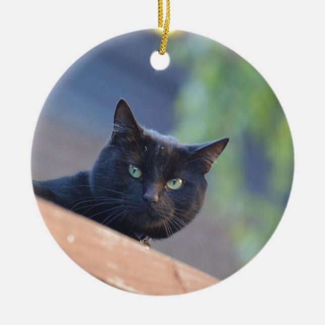 Black cat ceramic tree decoration (Front)