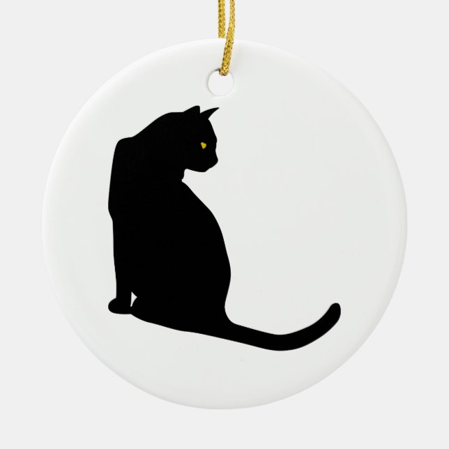 BLACK CAT CERAMIC TREE DECORATION (Front)