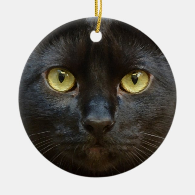 Black cat ceramic tree decoration (Front)