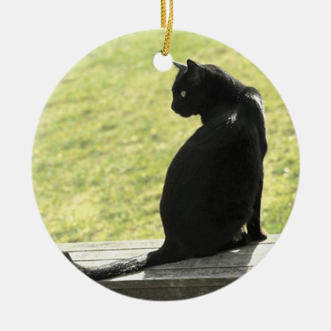 Black Cat Ceramic Tree Decoration (Front)