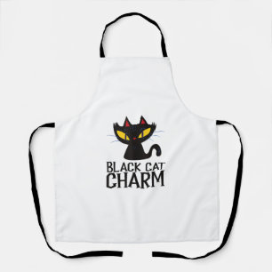 Black Cat Charm Halloween Apron
