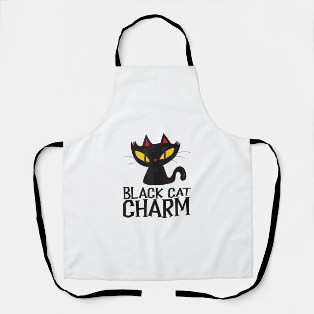 Black Cat Charm Halloween  Apron (Front)