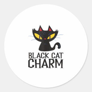 Black Cat Charm Halloween Classic Round Sticker