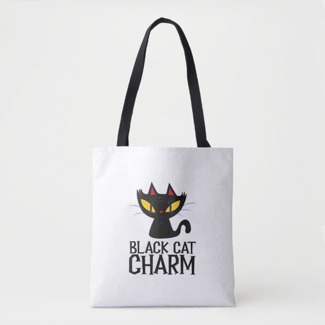 Black Cat Charm Halloween  Tote Bag (Front)