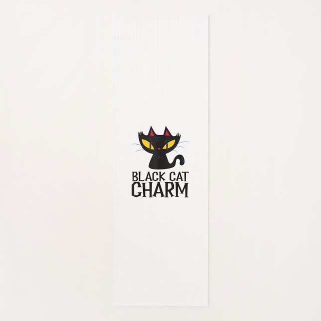 Black Cat Charm Halloween  Yoga Mat (Front)