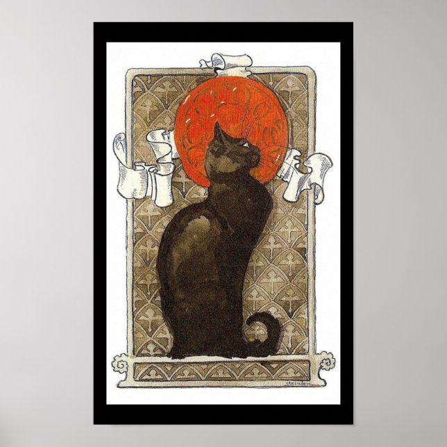 Black Cat / Chat Art Nouveau Poster (Front)