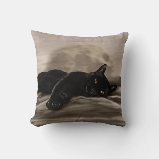 Black Cat chilling Cushion (Front)