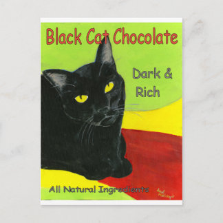 Black Cat Chocolate, Dark and Rich Postcard