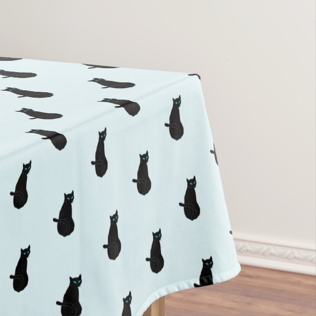Black Cat - Choose / add your background colour Tablecloth (In Situ)