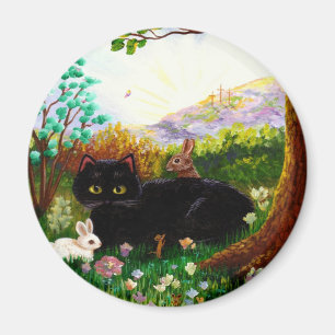 Black Cat Christian Art Painting Creationarts LRA Magnet