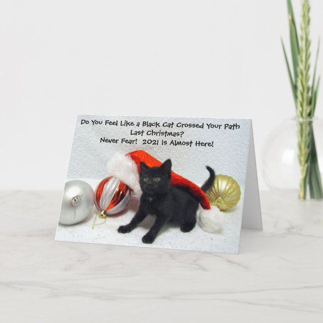 Black Cat Christmas - 2020 Humour - Folded Card (Front)