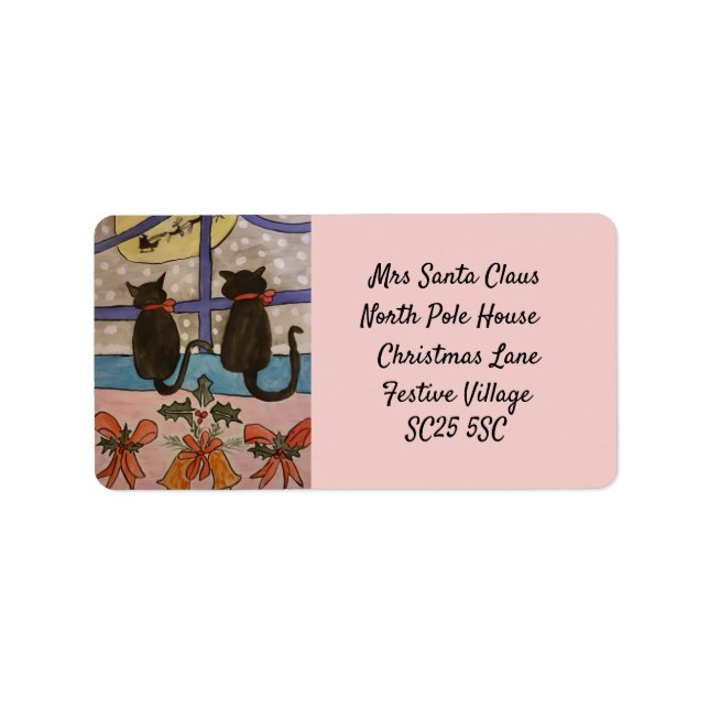 Black Cat Christmas Address Label (Front)