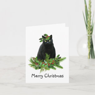 Black Cat Christmas Card