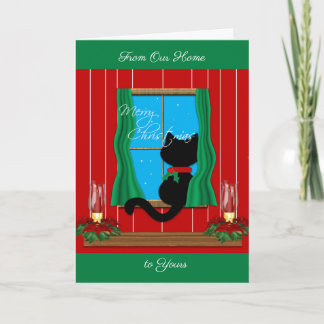 Black Cat Christmas Card
