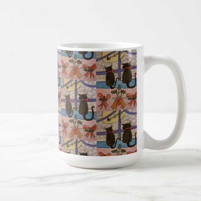 Black Cat Christmas Coffee Mug (Right)