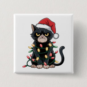 Black Cat Christmas Edition 15 Cm Square Badge