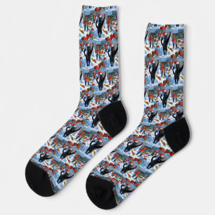 Black Cat Christmas Festive Snow Scene Socks