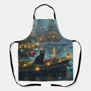 Black Cat Christmas Festive Voyage Apron