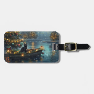 Black Cat Christmas Festive Voyage Luggage Tag