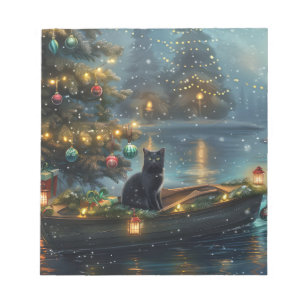Black Cat Christmas Festive Voyage Notepad