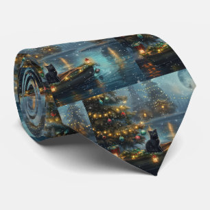 Black Cat Christmas Festive Voyage Tie