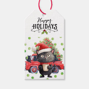 Black Cat Christmas for Cat Lovers Gift Tags