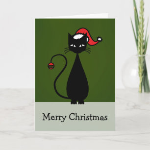 Black Cat Christmas Holiday Card