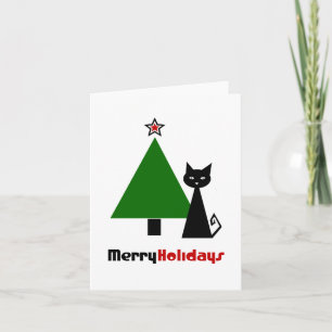 Black Cat Christmas Holiday Card