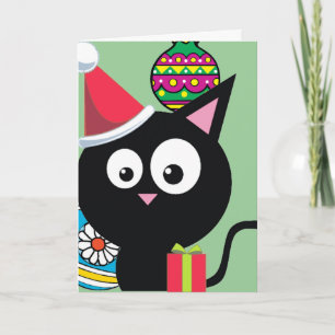 Black Cat Christmas Holiday Card