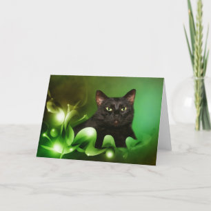Black cat Christmas Holiday Card