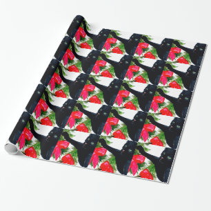 Black Cat Christmas Holiday Designer Giftwrap Wrapping Paper