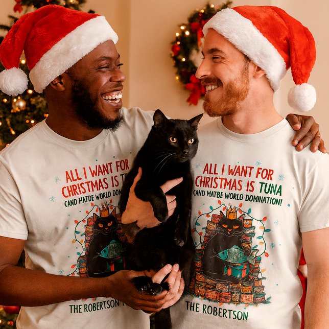 Black Cat Christmas Holiday Humour Funny Cat T-Shirt (Creator Uploaded)