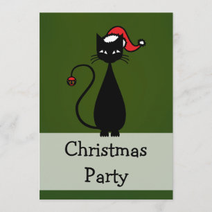 Black Cat Christmas Invitation