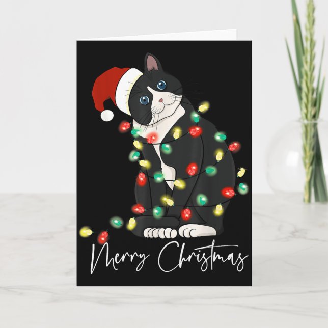 Black Cat Christmas Light Christmas Black Cat With Card (Front)