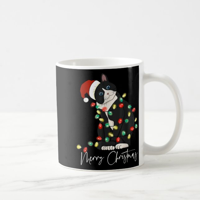 Black Cat Christmas Light Christmas Black Cat With Coffee Mug (Right)