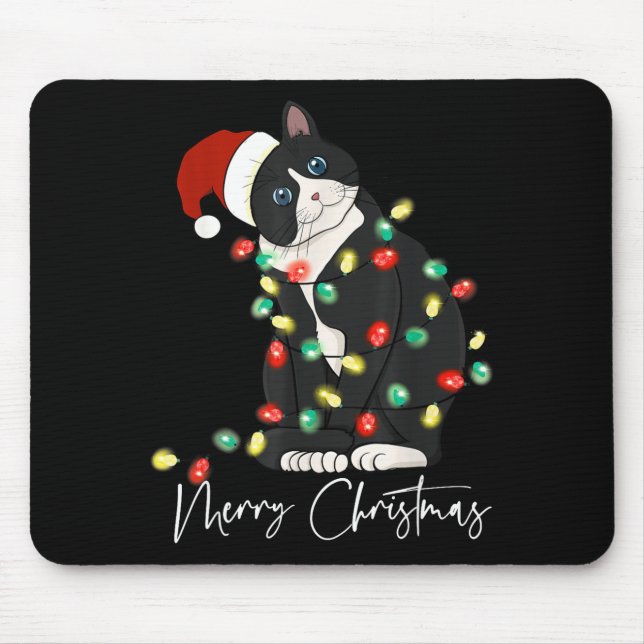 Black Cat Christmas Light Christmas Black Cat With Mouse Mat (Front)