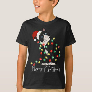 Black Cat Christmas Light Christmas Black Cat With T-Shirt