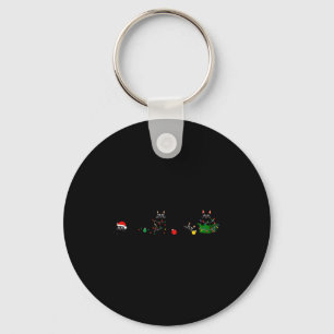 Black Cat Christmas Light Reindeer Santa Christmas Key Ring