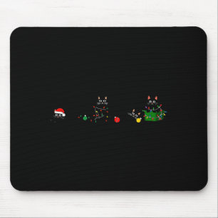 Black Cat Christmas Light Reindeer Santa Christmas Mouse Mat