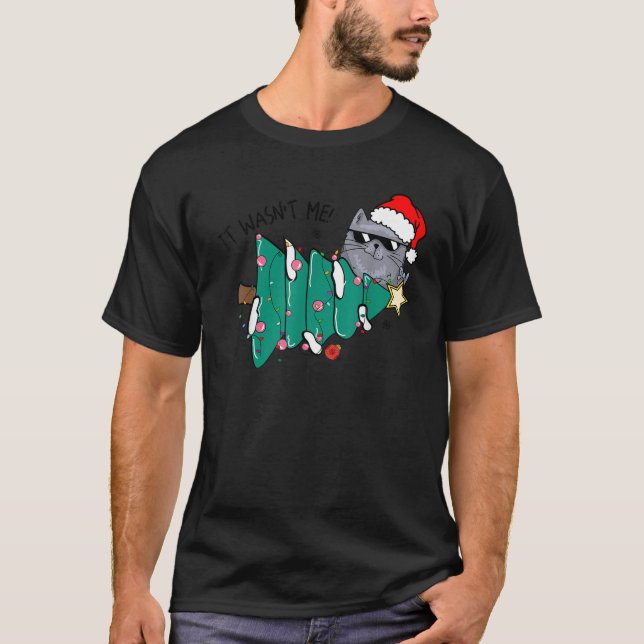 Black Cat Christmas Lights Cat Lover Funny Xmas Pa T-Shirt (Front)