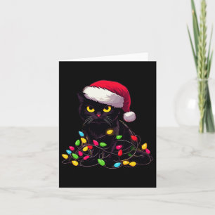 Black Cat Christmas Lights Funny Cat Lover Xmas Sa Card