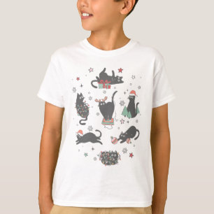 Black Cat Christmas Lights Kitten Xmas Cat Lover C T-Shirt