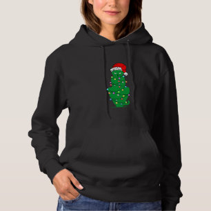 Black Cat Christmas Lights Santa Hat  For Men Wome Hoodie