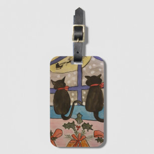Black Cat Christmas Luggage Tag