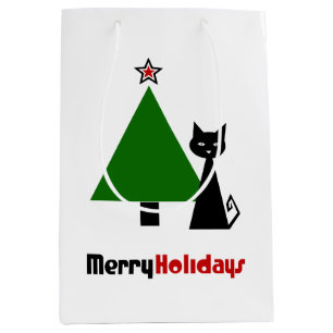 Black Cat Christmas Medium Gift Bag