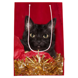 Black cat Christmas Medium Gift Bag