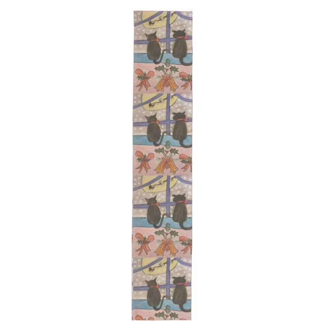 Black Cat Christmas  Medium Table Runner (Front)